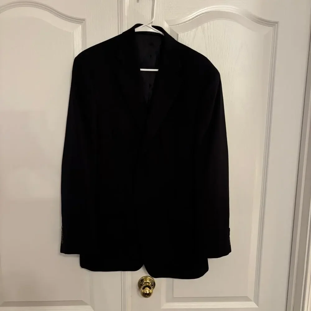 Lauren Ralph Lauren Mens 40R Black Blazer Sport Coat 2 Button Paisley Trim